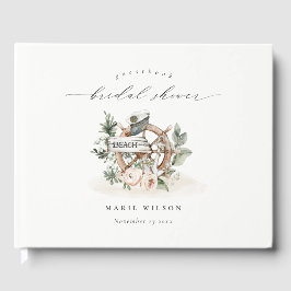 Nautical Anchor Wheel Leafy Floral Brautparty Gästebuch