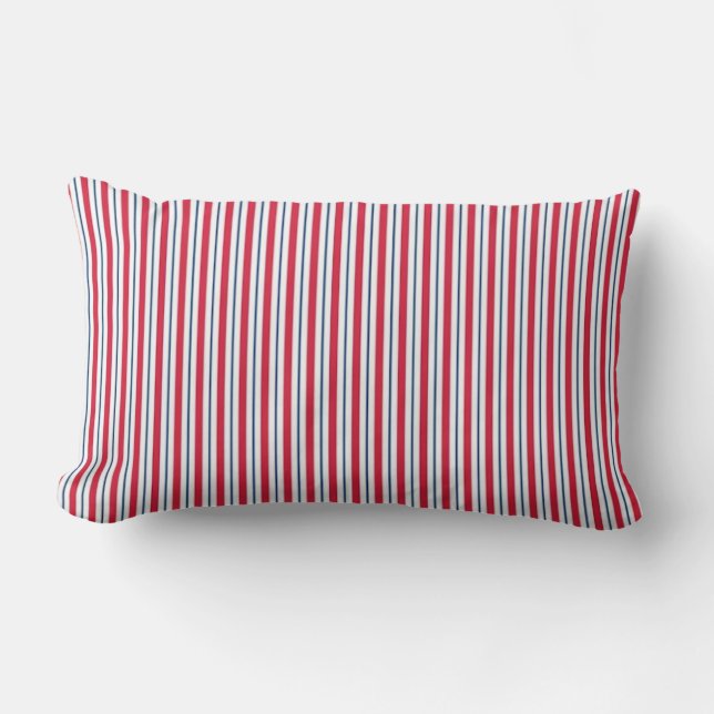 Nautical Anchors Red White Blue Strip Lendenkissen (Vorderseite)