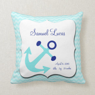 Nautical Aqua Anchor Zickzack Keepake Pillow Kissen