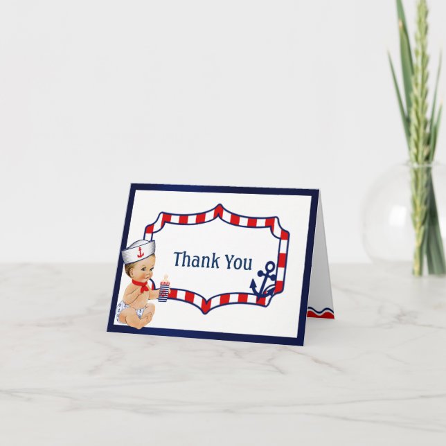 Nautical Baby Dusche Danke Karte (Vorderseite)
