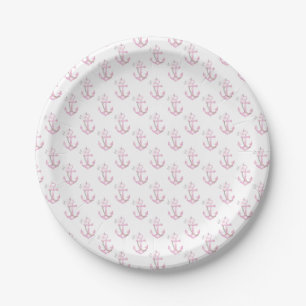 Nautical Baby Dusche Teller   Rosa Blumenanker P