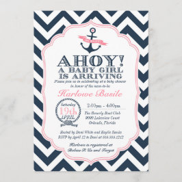 Nautical Baby Girl Dusche Einladung Zickzack