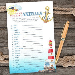 Nautical Baby Shooter Name the Baby Animals Game
