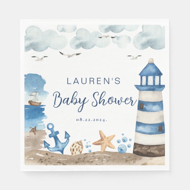 Nautical Baby Showdusche Napkins Serviette (Vorderseite)