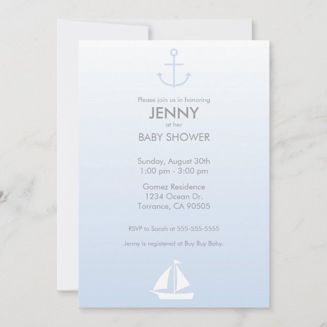 Nautical Baby Shower Einladung (Vorderseite)