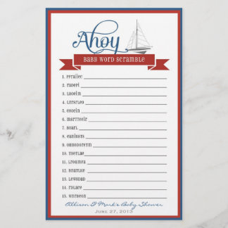 Nautical Baby Shower Game - Baby Word Scramble