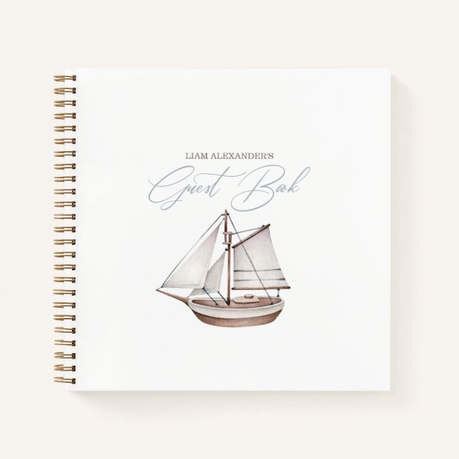 Nautical Baby Shower Sailor Gästebuch Notizbuch (Vorderseite)