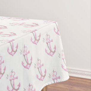 Nautical Baby Shower Tableclout   Pink Floral Anch Tischdecke