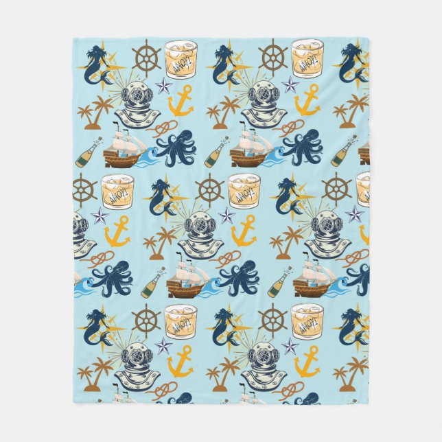 Nautical Bachelor Party Fleecedecke (Vorderseite)