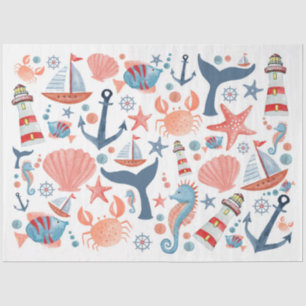 Nautical Beach Anchor Muscheln Segelboot Seidenpapier