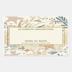 Nautical Beach Author Signature-Buchzeichen Rechteckiger Aufkleber