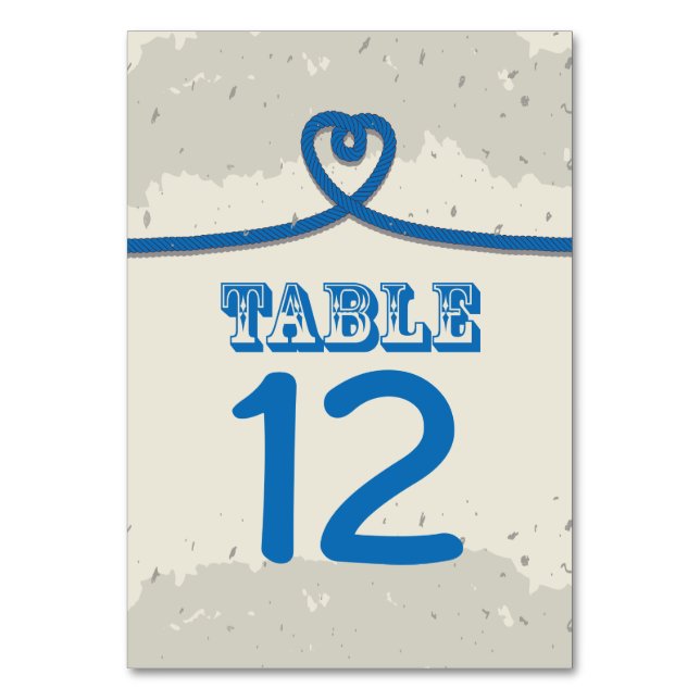 Nautical Beach Blue Heart Tischnummer (Vorderseite)