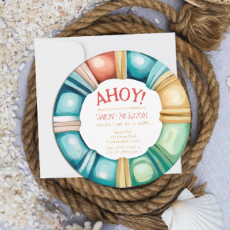 Nautical Beach Buoy Boys Einladung zum Geburtstag