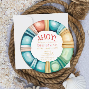 Nautical Beach Buoy Boys Invitation Anniversaire