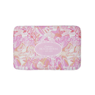 Nautical Beach Collage Hot Pink ID840 Badematte