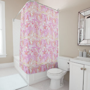 Nautical Beach Collage Hot Pink ID840 Duschvorhang