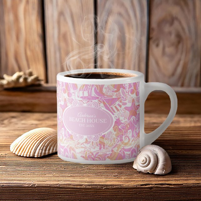 Nautical Beach Collage Hot Pink ID840 Espressotasse (Von Creator hochgeladen)