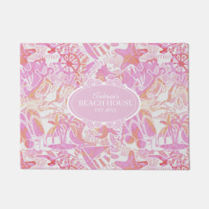 Nautical Beach Collage Hot Pink ID840 Fußmatte