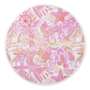 Nautical Beach Collage Hot Pink ID840 Keramikknauf