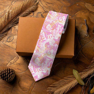 Nautical Beach Collage Hot Pink ID840 Neck Tie Krawatte
