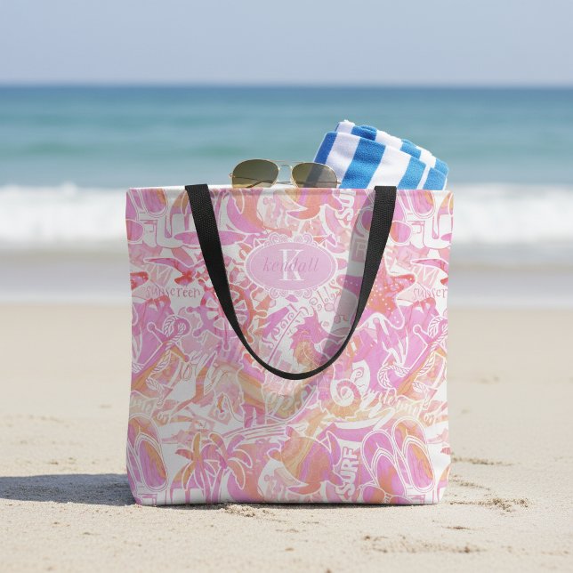 Nautical Beach Collage Hot Pink ID840 Tasche (Von Creator hochgeladen)