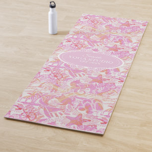 Nautical Beach Collage Hot Pink ID840 Yogamatte