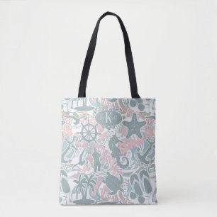 Nautical Beach Collage Sage ID840 Tasche