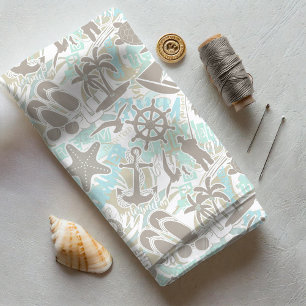 Nautical Beach Collage Sand ID840 Stoff