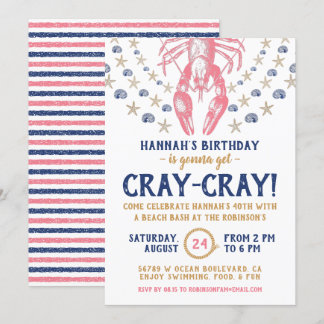 Nautical Beach Crayfish Cornavy Geburtstagsparty Einladung