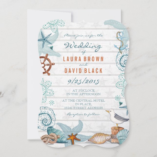 Nautical Beach | Einladung zur Hochzeit (Rückseite)