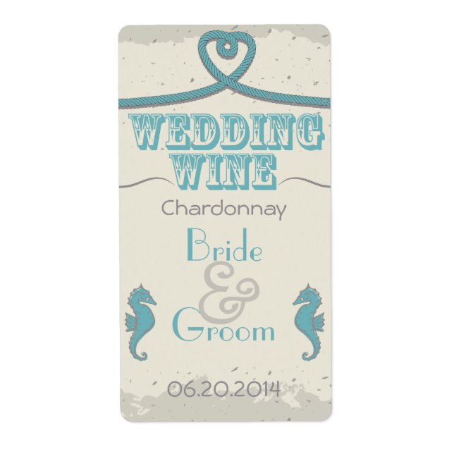 Nautical Beach Heart Knot Wedding Wine (Vorne)