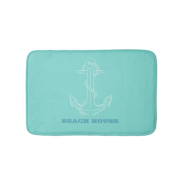 Nautical Beach House, Anchor, Minze Green Badematte (Vorderseite)