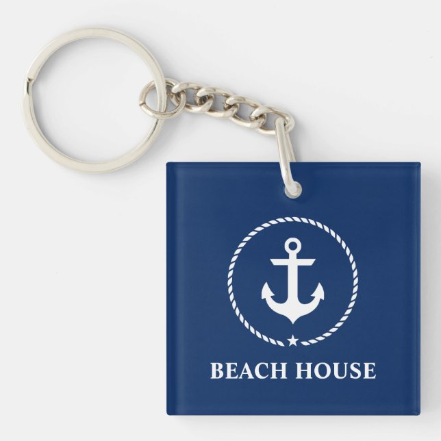 Nautical Beach House Ancre corde Marine Blue (Devant)