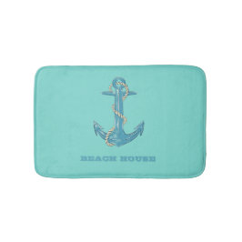 Nautical Beach House, Anker, Seil, Minze Green Badematte