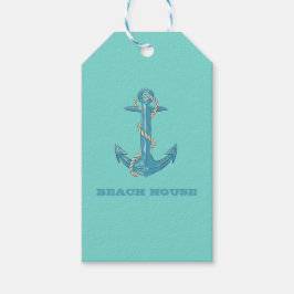 Nautical Beach House, Anker, Seil, Minze Green Geschenkanhänger