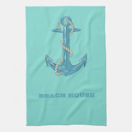 Nautical Beach House, Anker, Seil, Minze Green Geschirrtuch