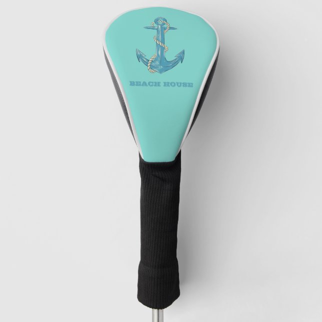 Nautical Beach House, Anker, Seil, Minze Green Golf Headcover (Vorderseite)
