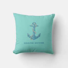 Nautical Beach House, Anker, Seil, Minze Green Kissen