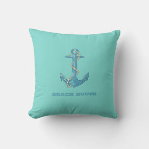 Nautical Beach House, Anker, Seil, Minze Green Kissen