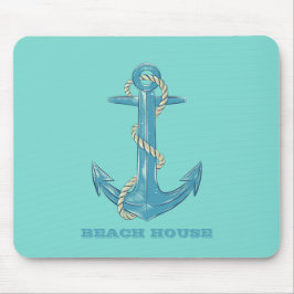 Nautical Beach House, Anker, Seil, Minze Green Mousepad