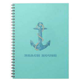 Nautical Beach House, Anker, Seil, Minze Green Notizblock