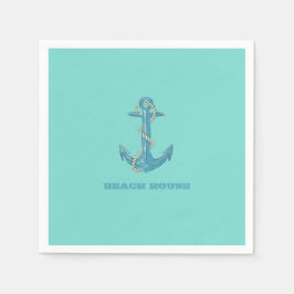 Nautical Beach House, Anker, Seil, Minze Green Serviette