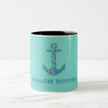 Nautical Beach House, Anker, Seil, Minze Green