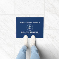 Nautical Beach House Familienname Anchor Navy Blue