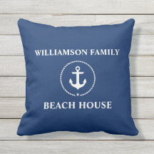 Nautical Beach House Familienname Anchor Navy Blue