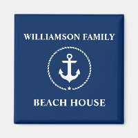 Nautical Beach House Familienname Anchor Navy Blue