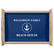 Nautical Beach House Familienname Anchor Navy Blue