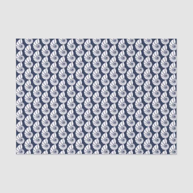 Nautical Beach Muscheln Navy Blue White Coasta Seidenpapier (Vorderseite)