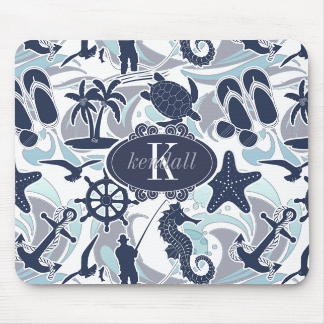 Nautical Beach Pattern Navy ID839 Mousepad (Vorne)