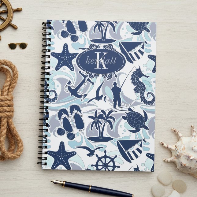 Nautical Beach Pattern Navy ID839 Notizblock (Von Creator hochgeladen)